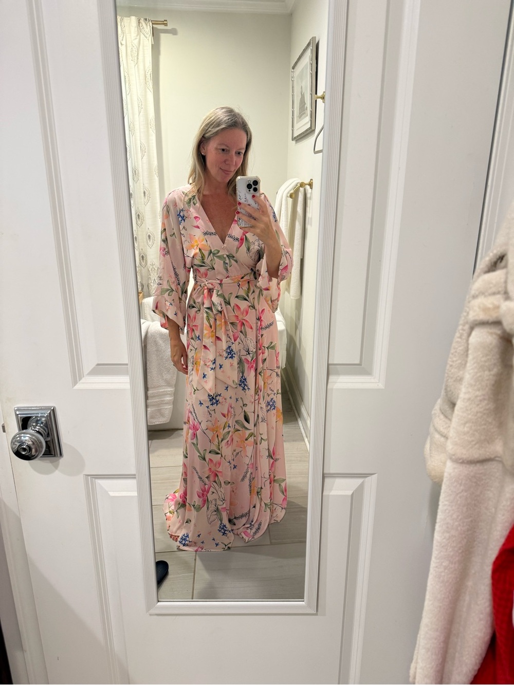 Yumi Kim Pink Floral Wrap Maxi Dress medium